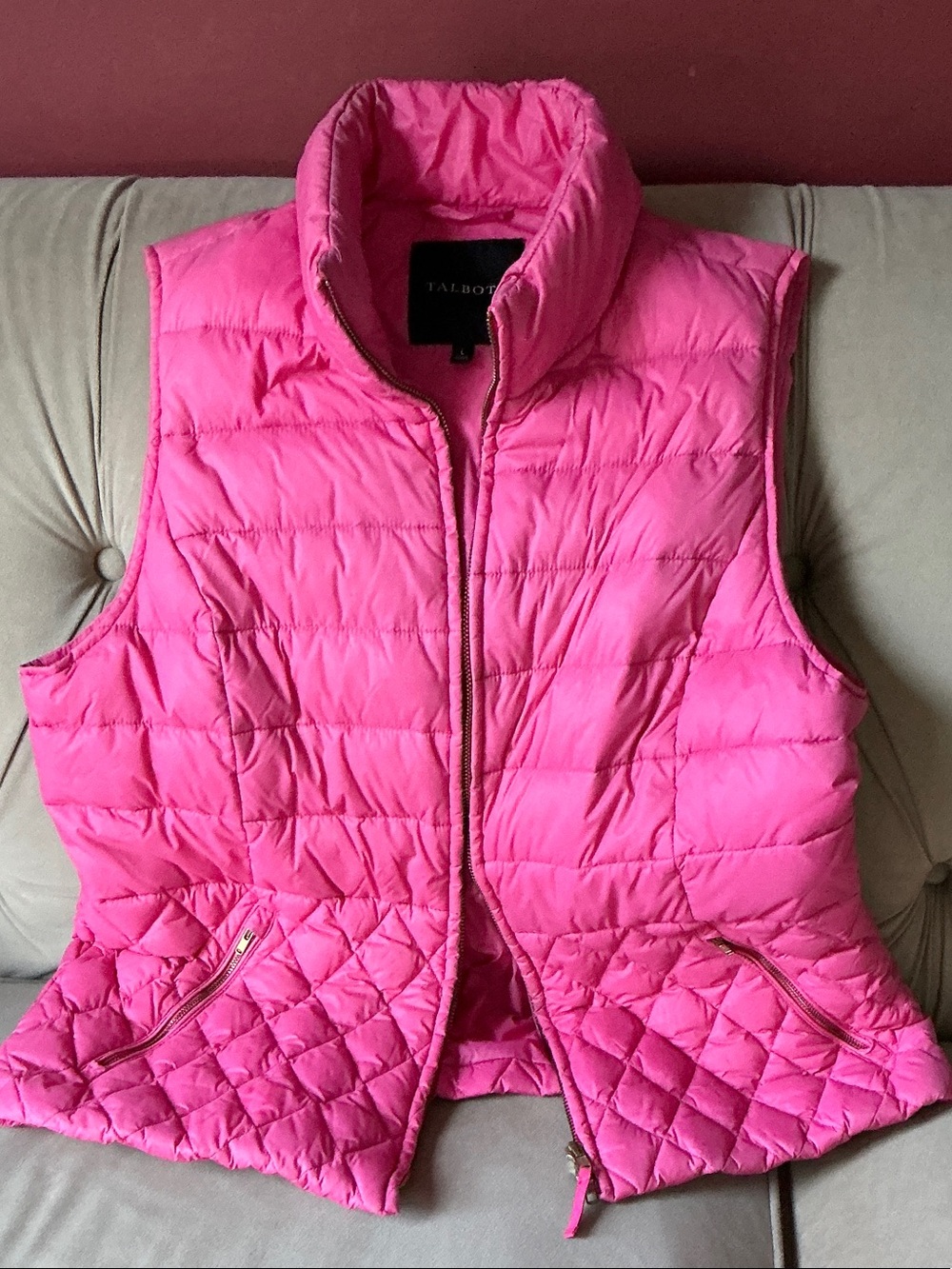 Talbots Pink Quilted Puffer Vest